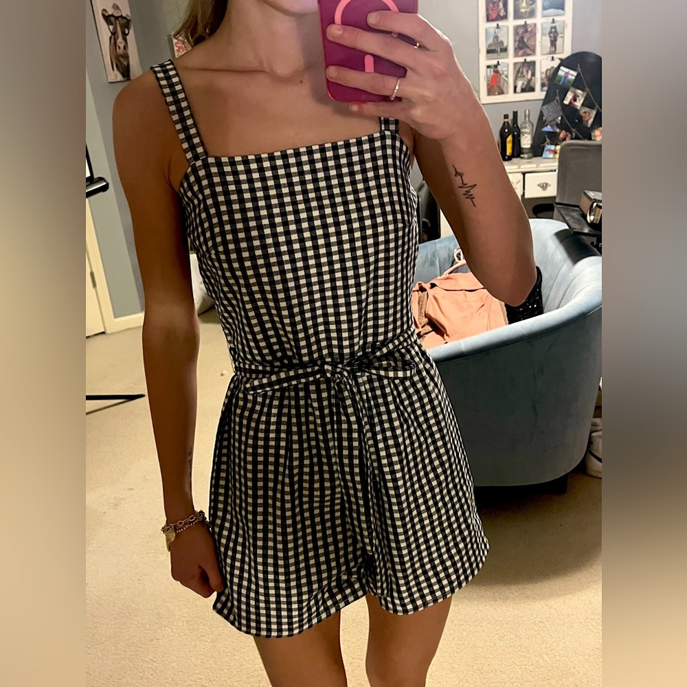 Black and White Plaid Romper